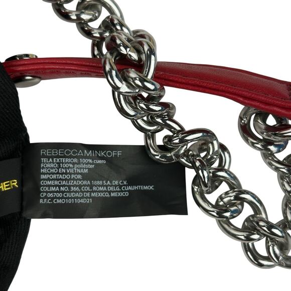 Rebecca Minkoff MAC Large Crossbody Bag Red Silver Tone Studs Chain Dust Bag NWT - Picture 10 of 11